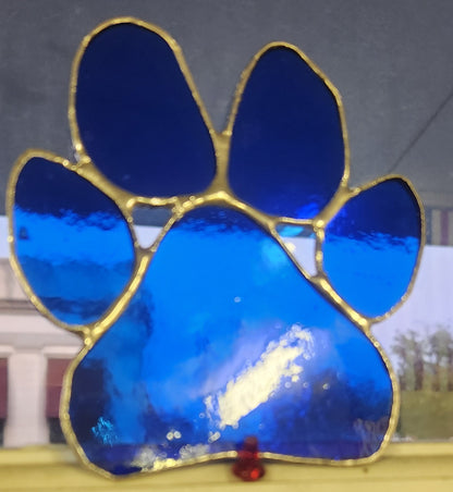 Dog Paw Suncatcher, Stained Glass, Hand Crafted, Unique