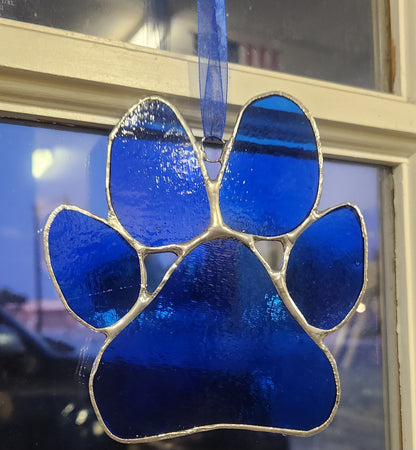 Dog Paw Suncatcher, Stained Glass, Hand Crafted, Unique