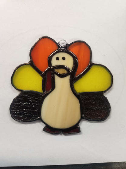 Decorative, Turkey, Thanksgiving, Stained Glass, Suncatcher, Hand Crafted, Unique