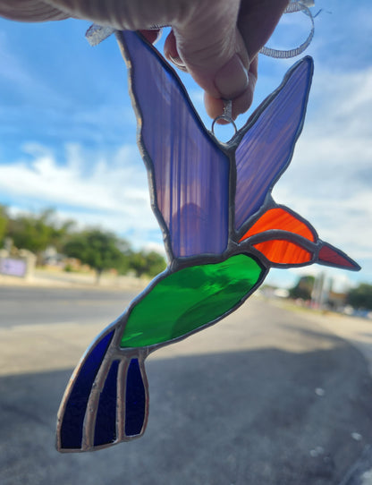 Hummingbird Suncatcher, Stained Glass, Hand Crafted, Unique