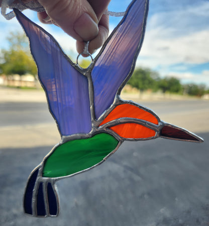 Hummingbird Suncatcher, Stained Glass, Hand Crafted, Unique