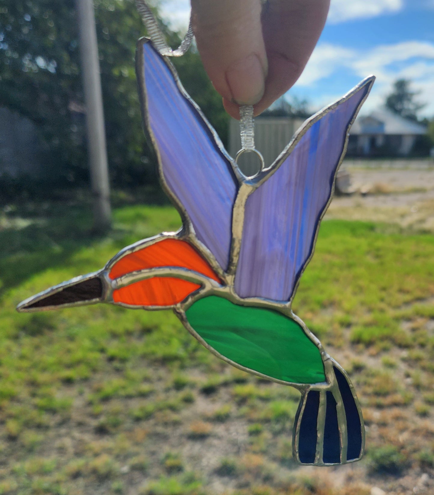 Hummingbird Suncatcher, Stained Glass, Hand Crafted, Unique