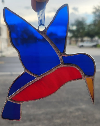 Hummingbird Suncatcher, Stained Glass, Hand Crafted, Unique