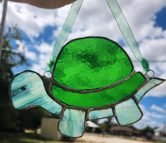 Turtle, Suncatcher, Stained Glass, Hand Crafted, Unique