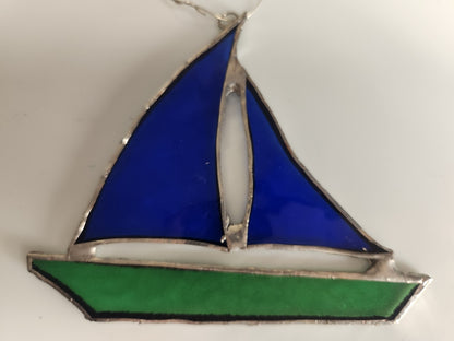 Sailboat, Suncatcher, Stained Glass, Hand Crafted, Unique