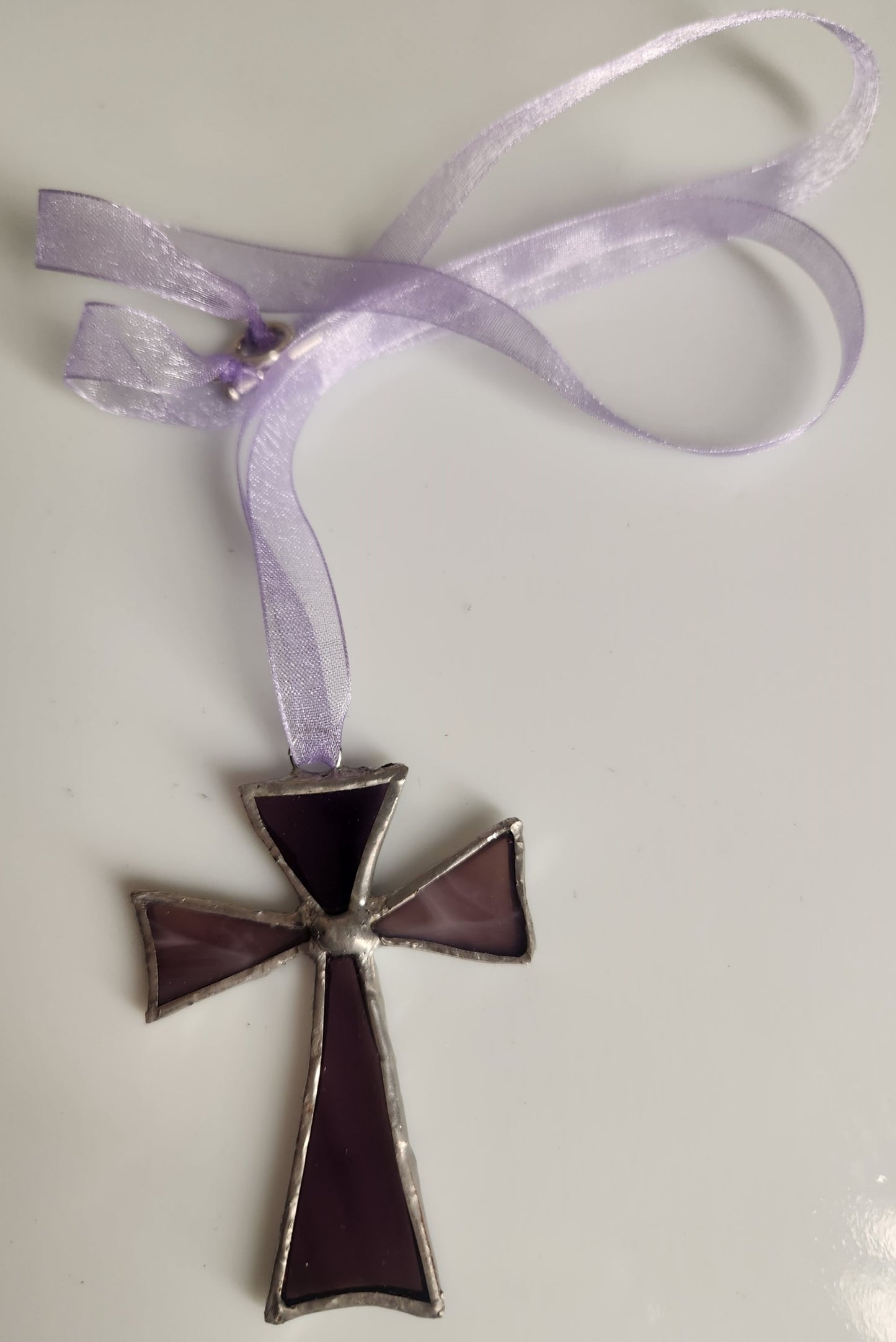 Purple Cross Necklace, Stained Glass, Hand Crafted, Unique