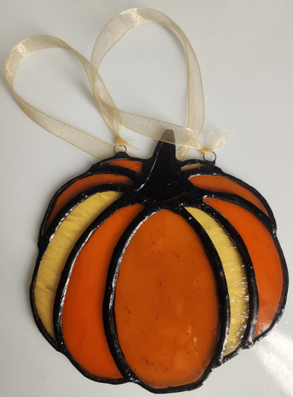 Decorative, Pumpkin, Halloween, Thanksgiving, Stained Glass, Suncatcher, Hand Crafted, Unique