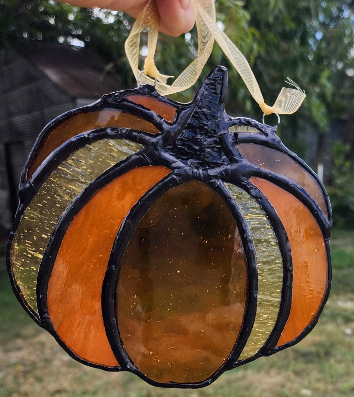 Decorative, Pumpkin, Halloween, Thanksgiving, Stained Glass, Suncatcher, Hand Crafted, Unique